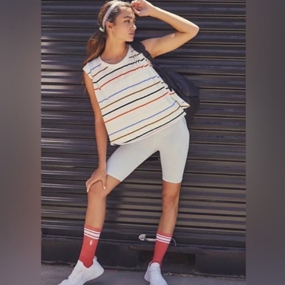 Free People Movement Rising Tide Printed Striped Tee